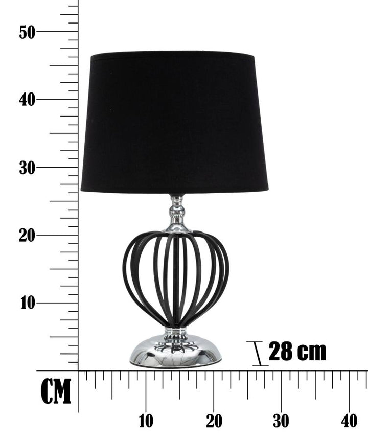 Glam bordlampe i sort, metal, pvc og stof – 28x44x5 cm