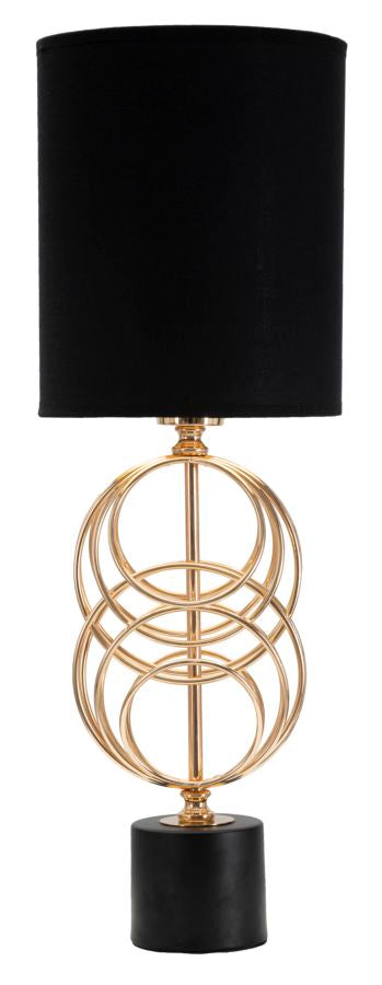 Glam bordlampe i sort og guldfarve, metal og stof – 20x58x5 cm