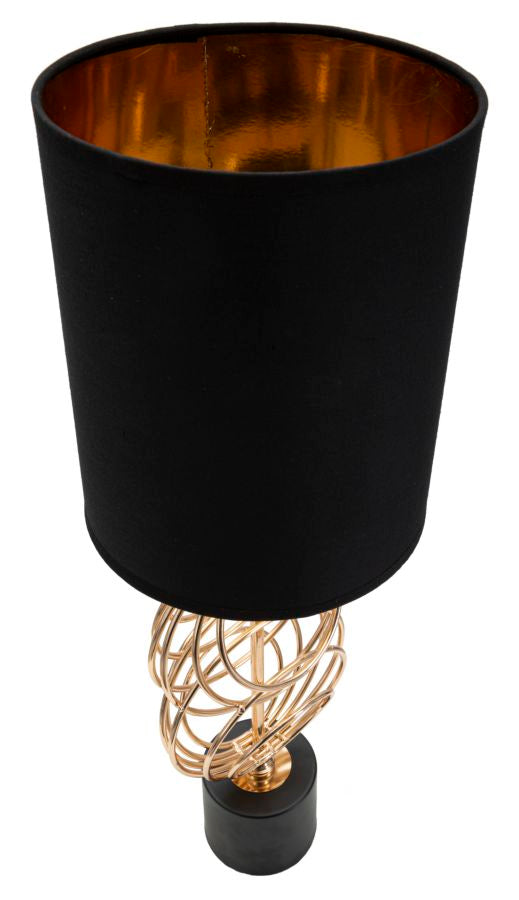 Glam bordlampe i sort og guldfarve, metal og stof – 20x58x5 cm