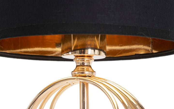 Glam bordlampe i sort og guldfarve, metal og stof – 20x58x5 cm