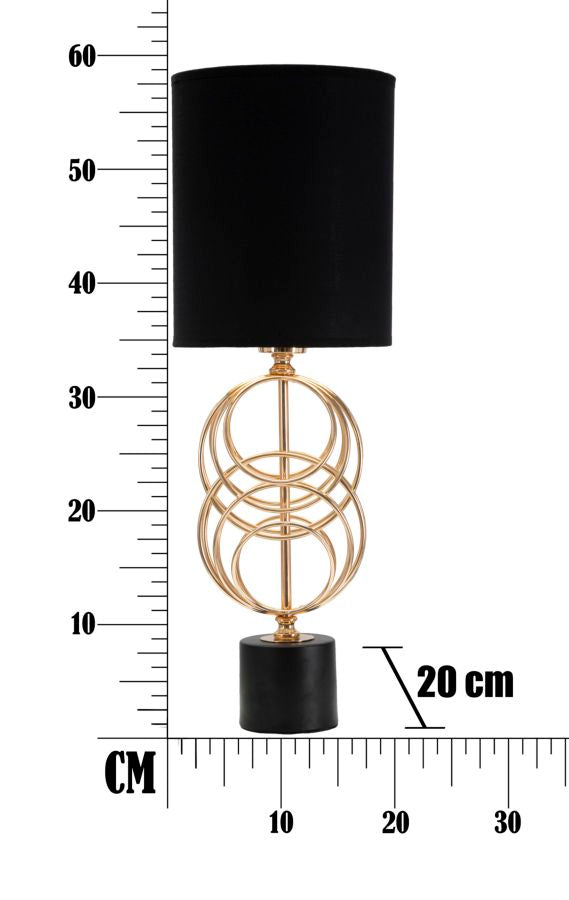 Glam bordlampe i sort og guldfarve, metal og stof – 20x58x5 cm