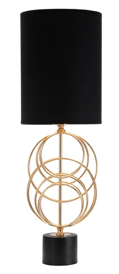 Glam bordlampe i guldfarve og sort, metal og stof – 22x5x65 cm