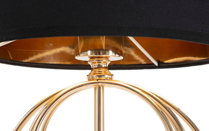 Glam bordlampe i guldfarve og sort, metal og stof – 22x5x65 cm