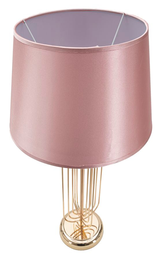 Glam bordlampe i pink, metal og stof  – 33x64 cm