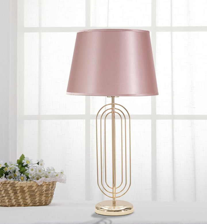 Glam bordlampe i pink, metal og stof  – 33x64 cm