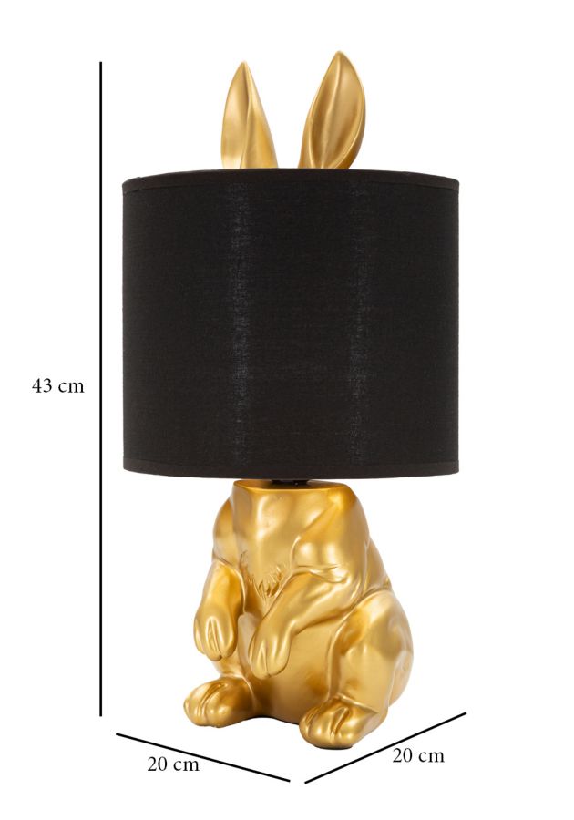 Glam bordlampe, polyresin, metal og stof – 20x43 cm