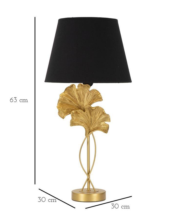 Glam bordlampe i guldfarve og sort,  metal, polyesin og stof – 30x63 cm