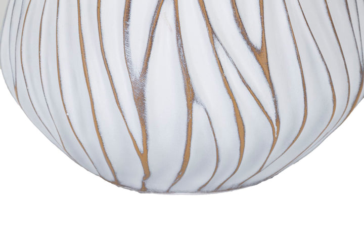 Boho chic bordlampe i hvid, polyresin, metal og stof – 35x48 cm