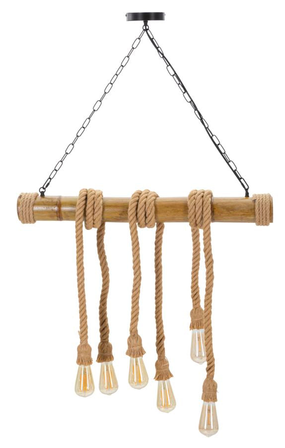 Boho chic lampe i bambus og reb – 80x15x120 cm