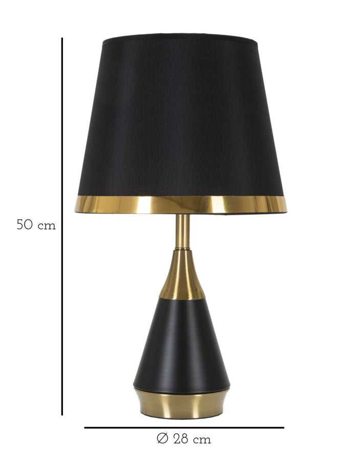 Glam bordlampe i guldfarve, metal og stof – 28x50 cm