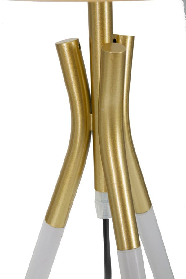 Glam bordlampe i guldfarve, metal og stof – 28x57 cm