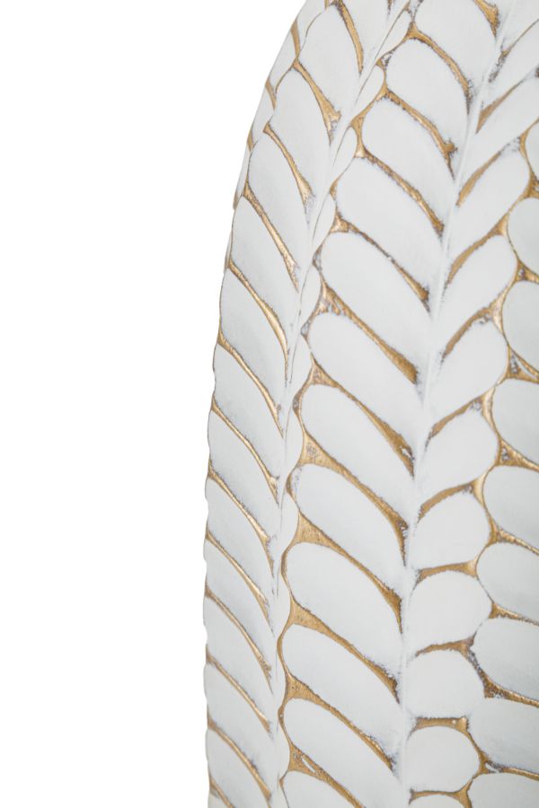 Moderne bordlampe i polyresin, jern and stof – 35x65 cm