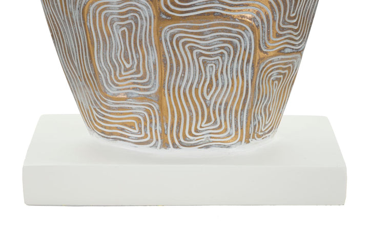 Moderne bordlampe i polyresin, jern and stof  – 38x90 cm