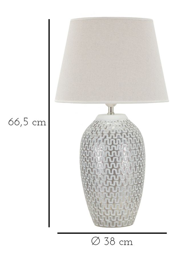 Moderne bordlampe i polyresin, jern and stof – 35x65 cm
