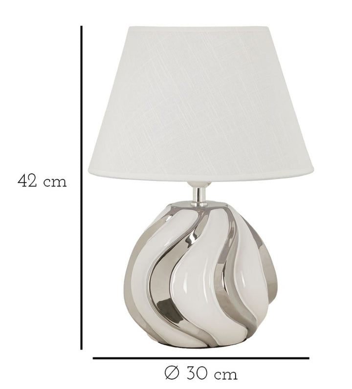 Glam bordlampe i keramik, jern og stof – 30x42 cm