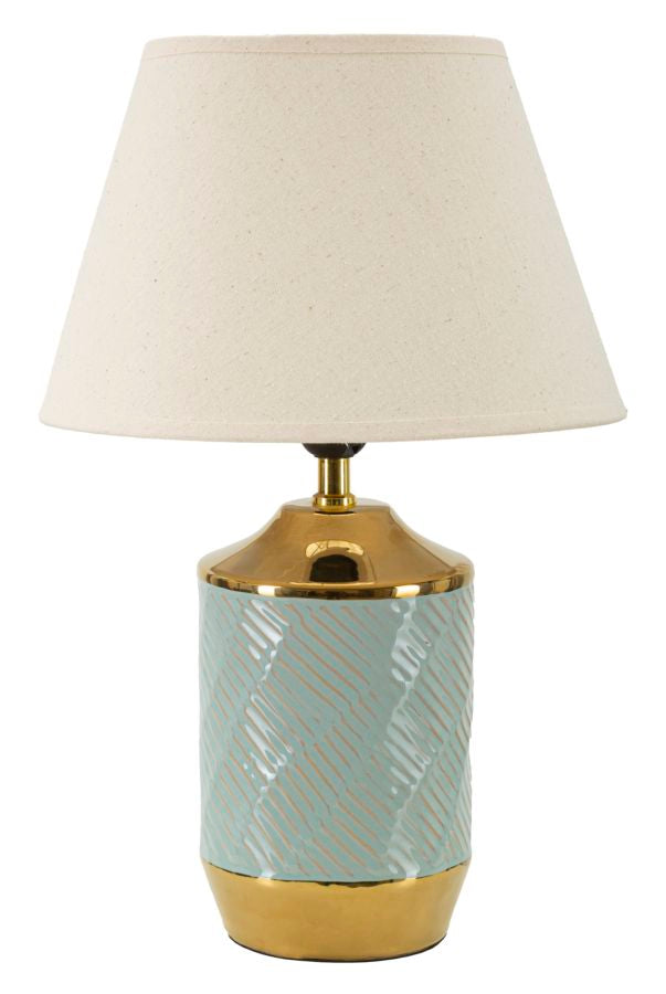 Glam bordlampe i keramik, jern og stof – 30x47 cm