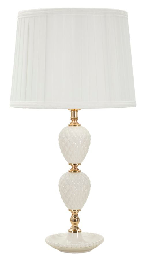 Glam bordlampe i keramik, jern og stof – 30x57 cm