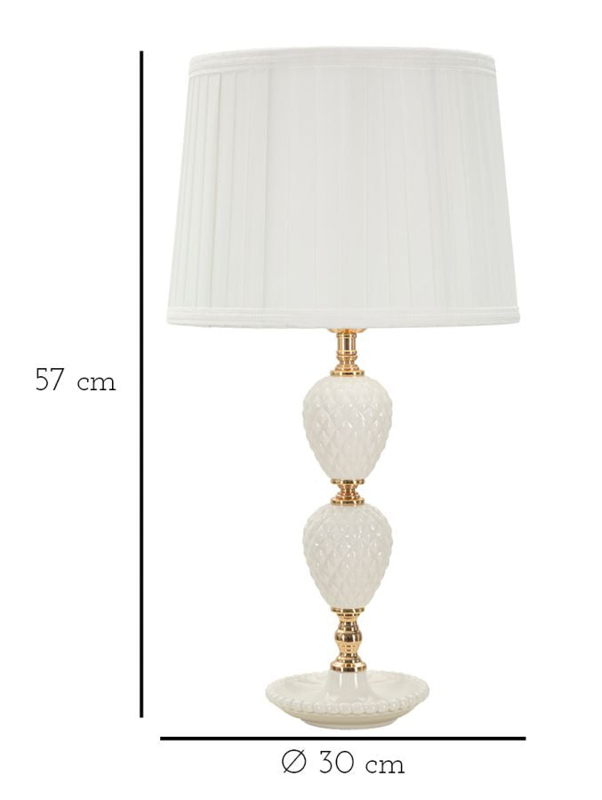 Glam bordlampe i keramik, jern og stof – 30x57 cm
