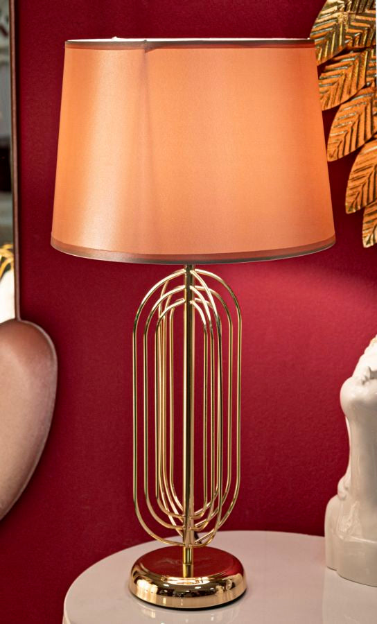 Glam bordlampe i pink, metal og stof – 28x55 cm