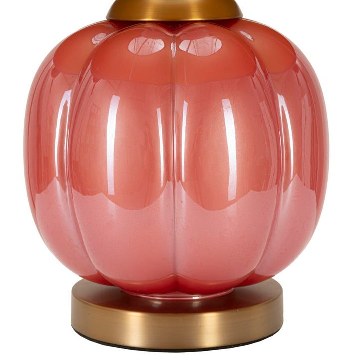 Bordlampe i glas, jern og stof – 32x5x50 cm