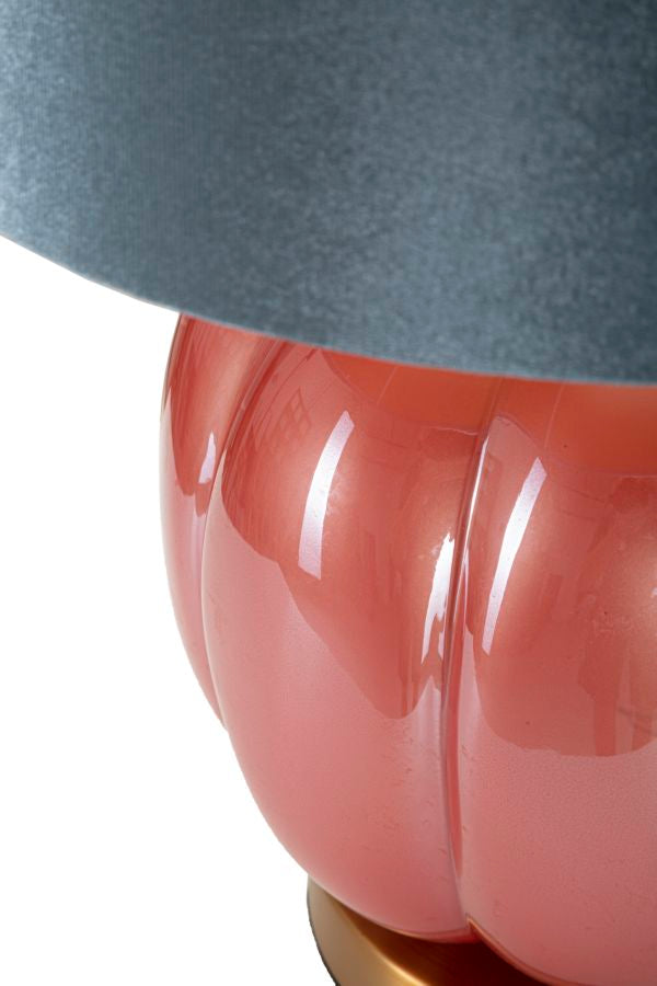 Bordlampe i glas, jern og stof – 32x5x50 cm