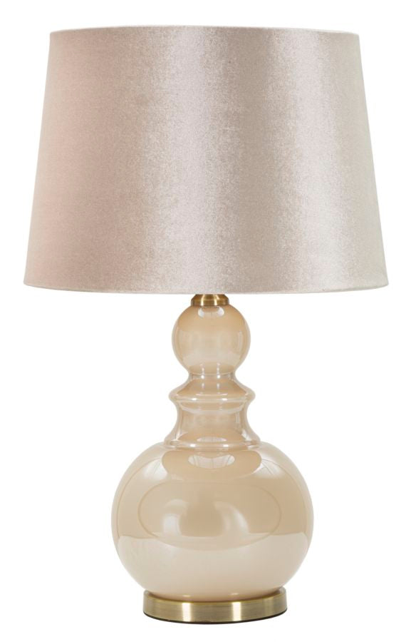 Bordlampe i glas, jern og stof – 37x5x61 cm