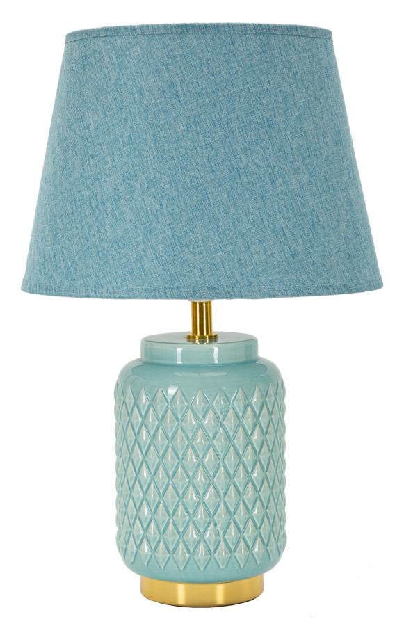 Moderne bordlampe i keramik, metal og stof – 28x44 cm