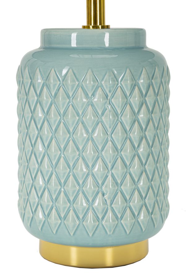 Moderne bordlampe i keramik, metal og stof – 28x44 cm