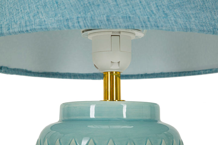 Moderne bordlampe i keramik, metal og stof – 28x44 cm