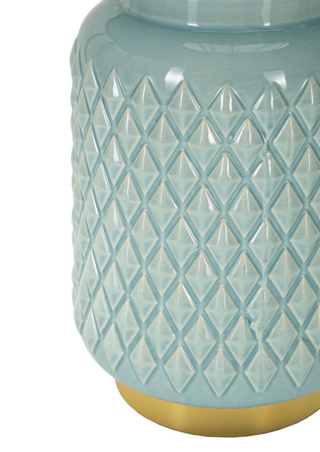 Moderne bordlampe i keramik, metal og stof – 28x44 cm