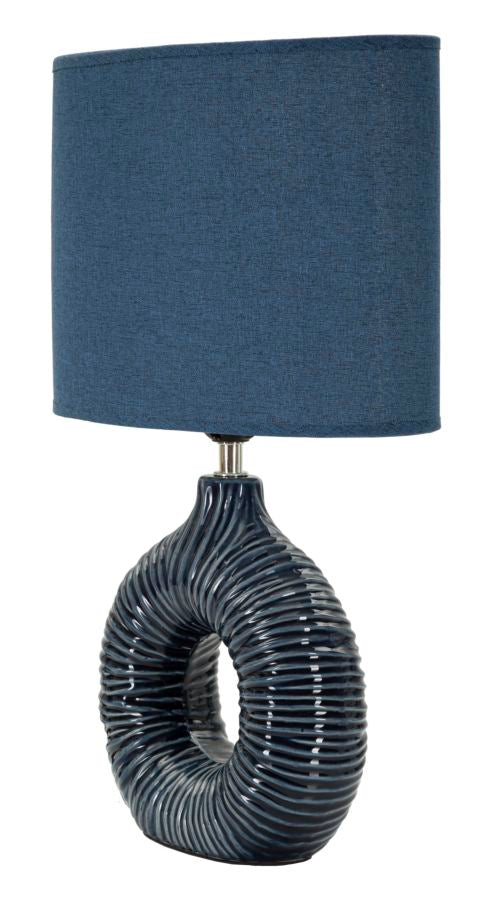 Bordlampe i keramik, jern og stof – 28x5x15 cm