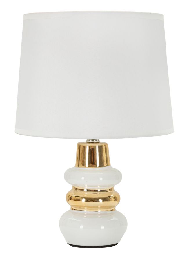 Glam bordlampe i keramik, jern og stof – 23x32 cm