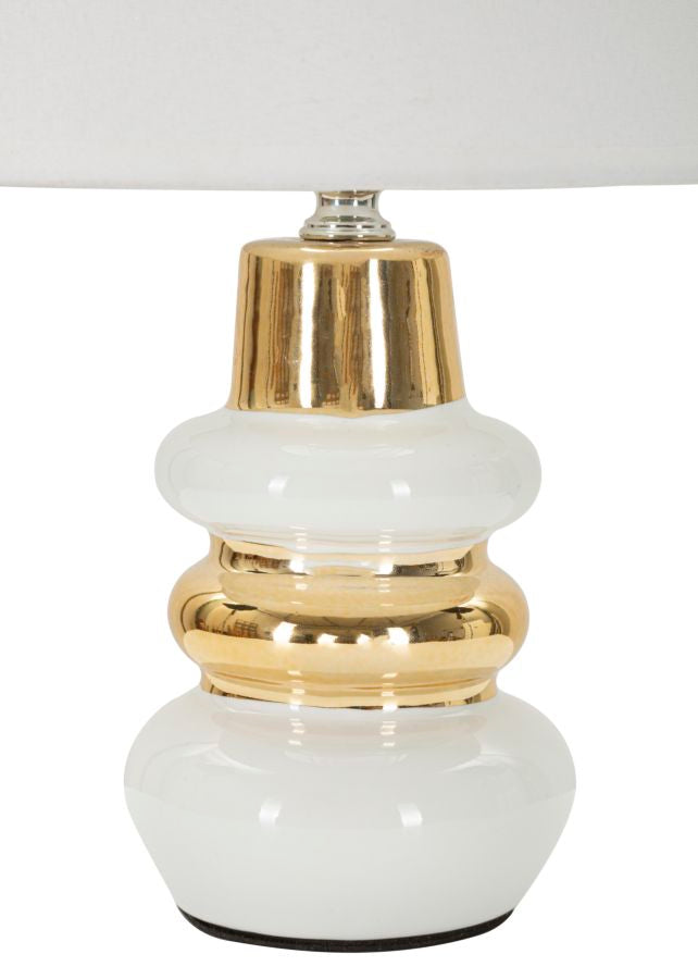 Glam bordlampe i keramik, jern og stof – 23x32 cm