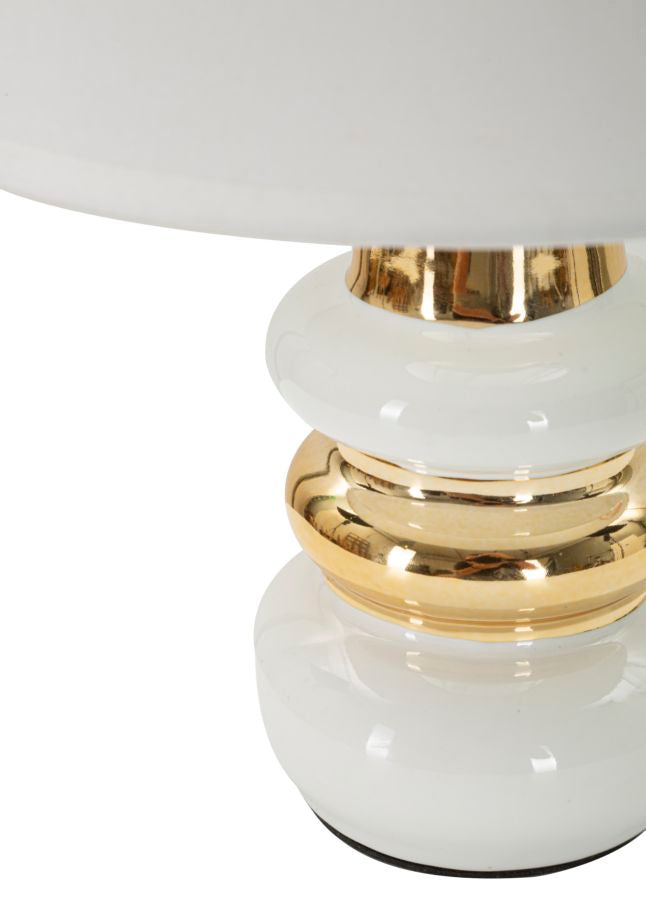 Glam bordlampe i keramik, jern og stof – 23x32 cm