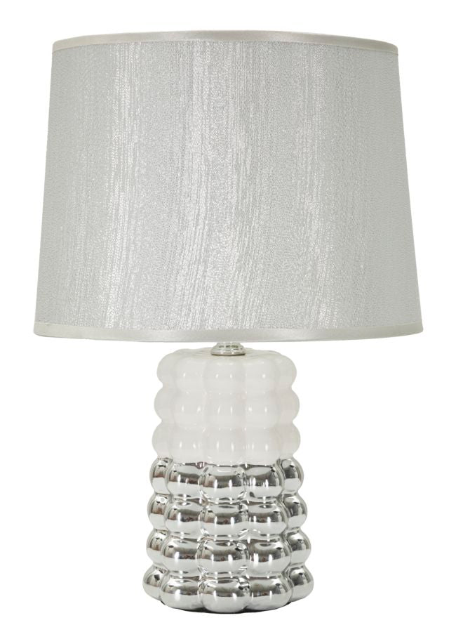 Glam bordlampe i keramik, jern og stof – 23x33 cm