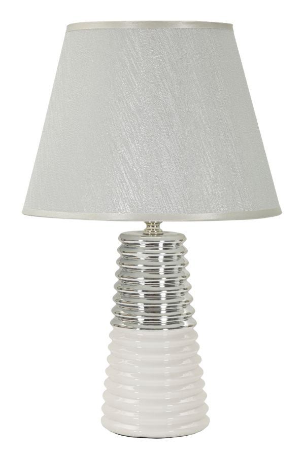 Glam bordlampe i keramik, jern og stof – 25x41 cm