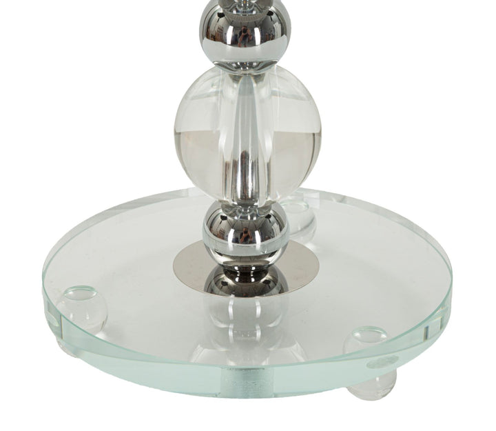 Glam bordlampe i sølvfarve, metal, glas, stof – 30x48 cm