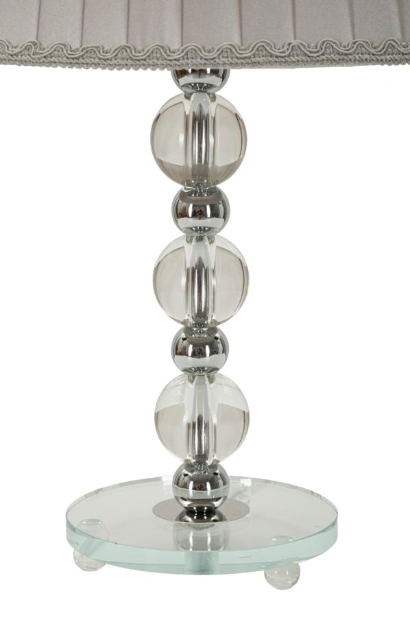 Glam bordlampe i sølvfarve, metal, glas, stof – 30x48 cm