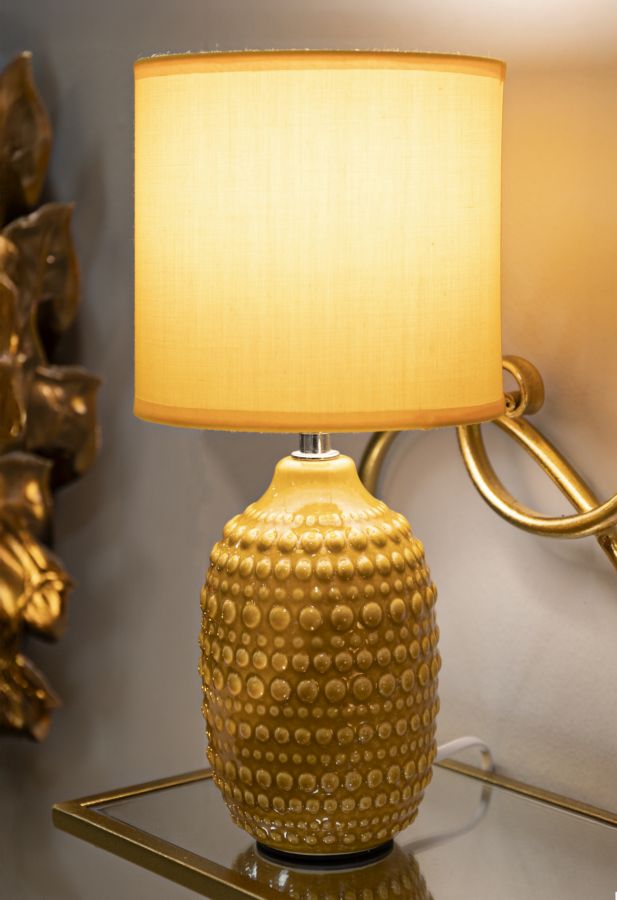 Lampe i keramik, jern og stof – 30x5 cm