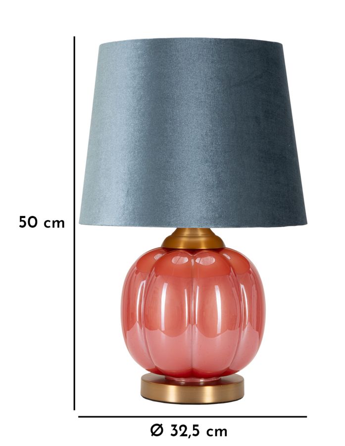 Bordlampe i glas, jern og stof – 32x5x50 cm