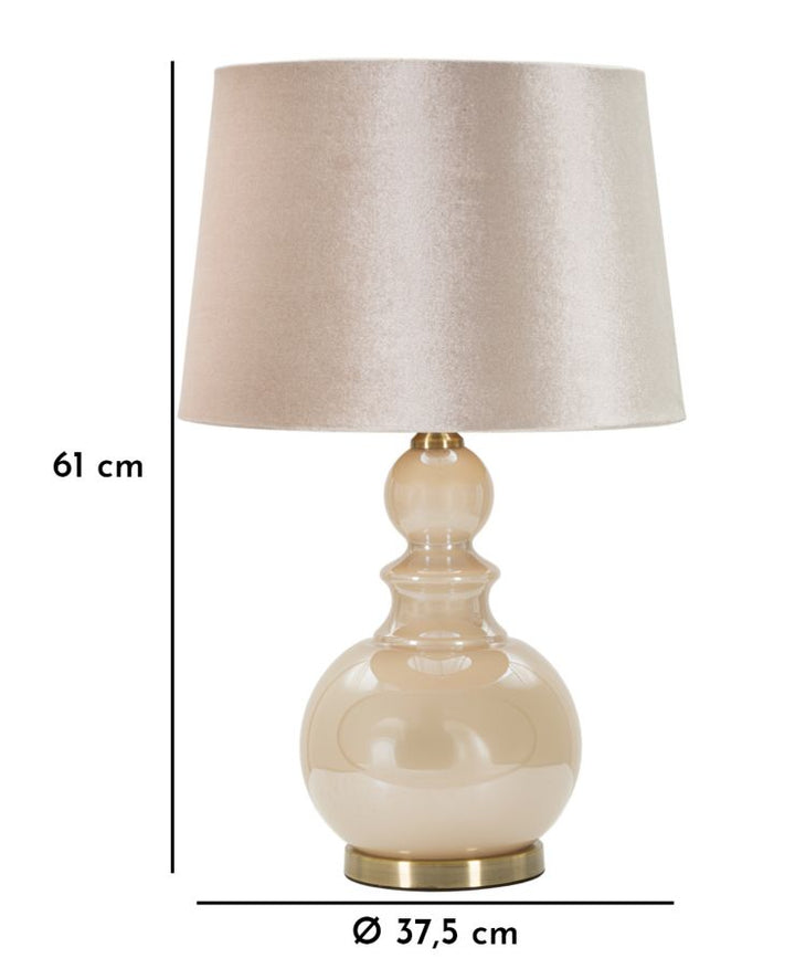 Bordlampe i glas, jern og stof – 37x5x61 cm