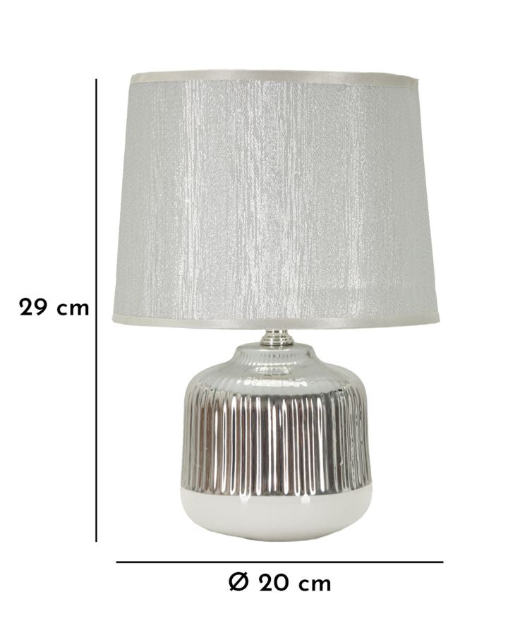 Glam bordlampe i keramik, jern og stof – 20x29 cm