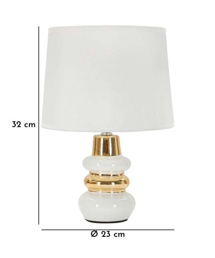 Glam bordlampe i keramik, jern og stof – 23x32 cm