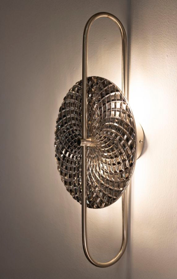 Glam lampe i sølv af glas og jern – 28x15x54 cm