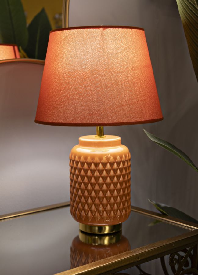 Bordlampe i keramik, orange – 28x44 cm