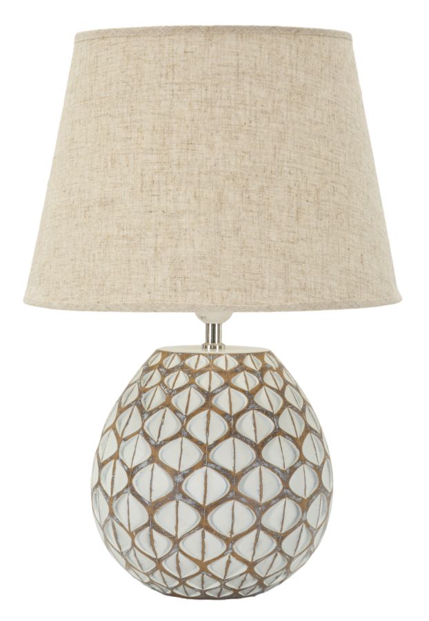 Bord i hvid af polyresin, jern og stof – 35x52 cm