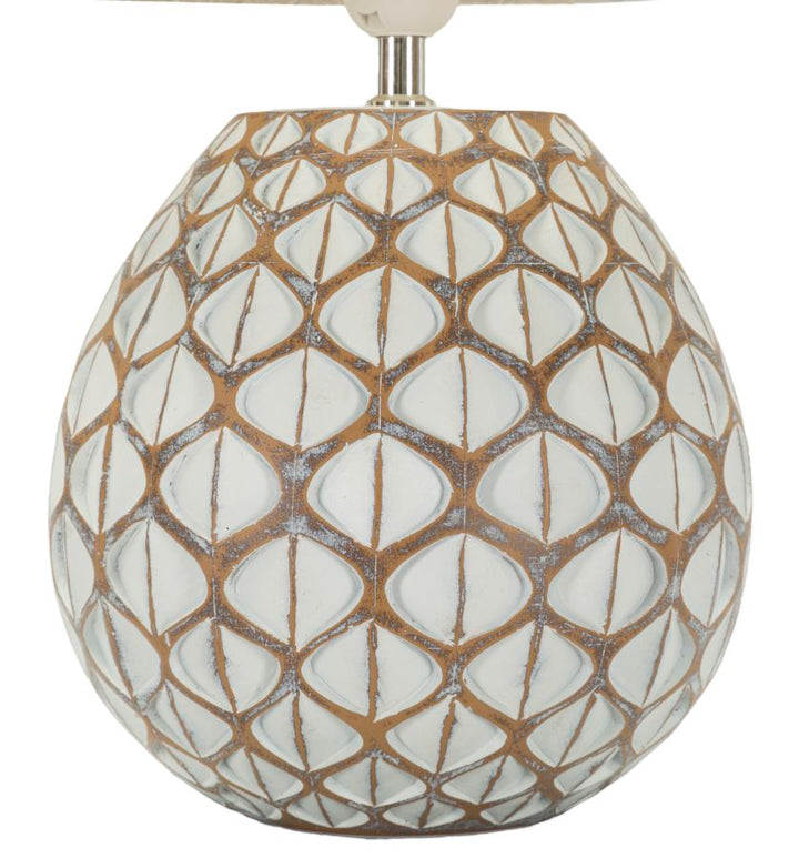 Bord i hvid af polyresin, jern og stof – 35x52 cm