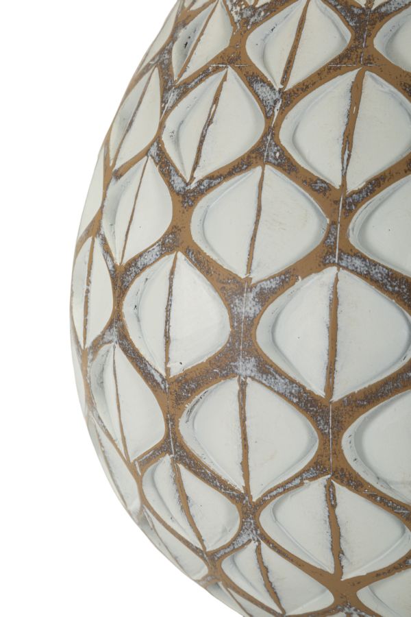 Bord i hvid af polyresin, jern og stof – 35x52 cm