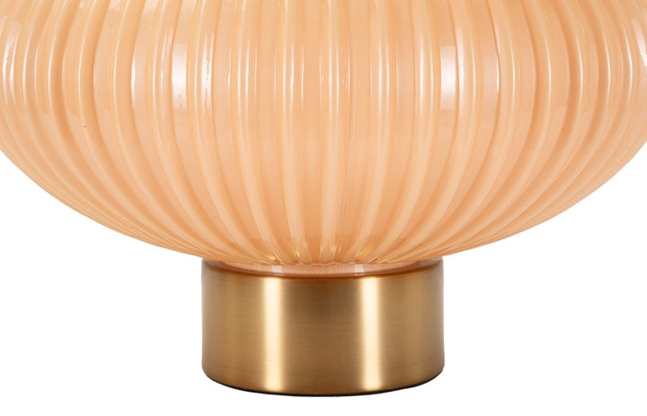 Glam bordlampe i guldfarve, glas, metal og stof – 33x49 cm