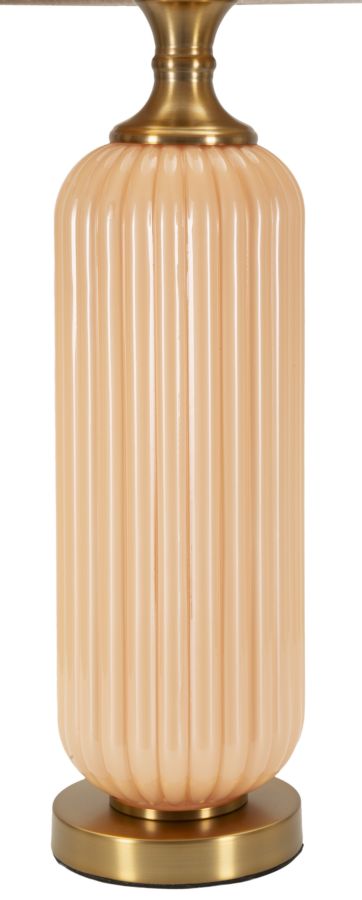 Glam bordlampe i guldfarve, glas, metal og stof – 35x64 cm